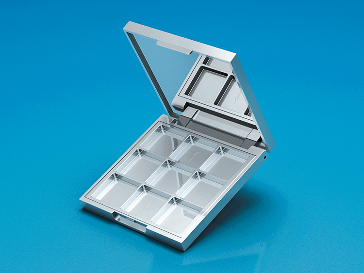 電鍍銀色空眼影盤注塑加工